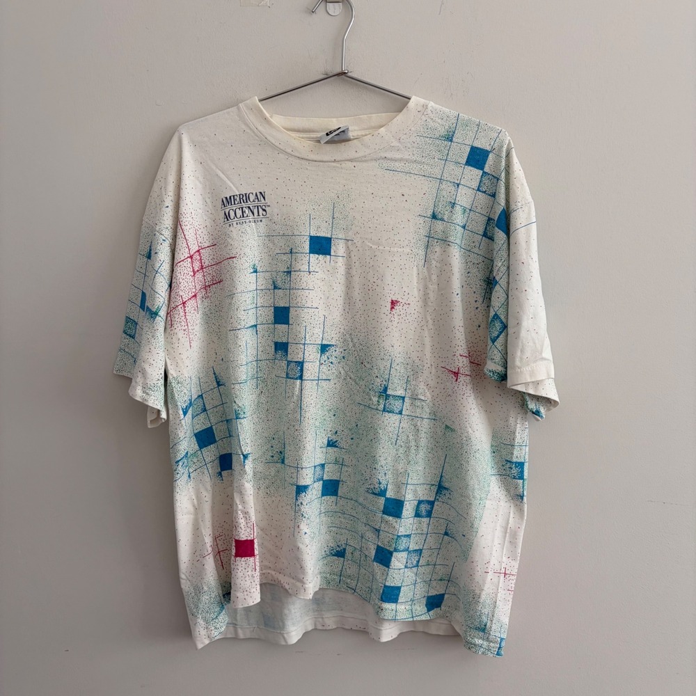 Vintage 90s Lee American Accents All Over Print T Shirt XL White Rust-Oleum